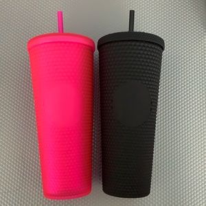 LAST SET ✨STARBUCKS PINK AND BLACK STUDDED TUMBLER